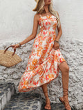 V-Neck Halter Dress Sweet Spicy Floral Prints