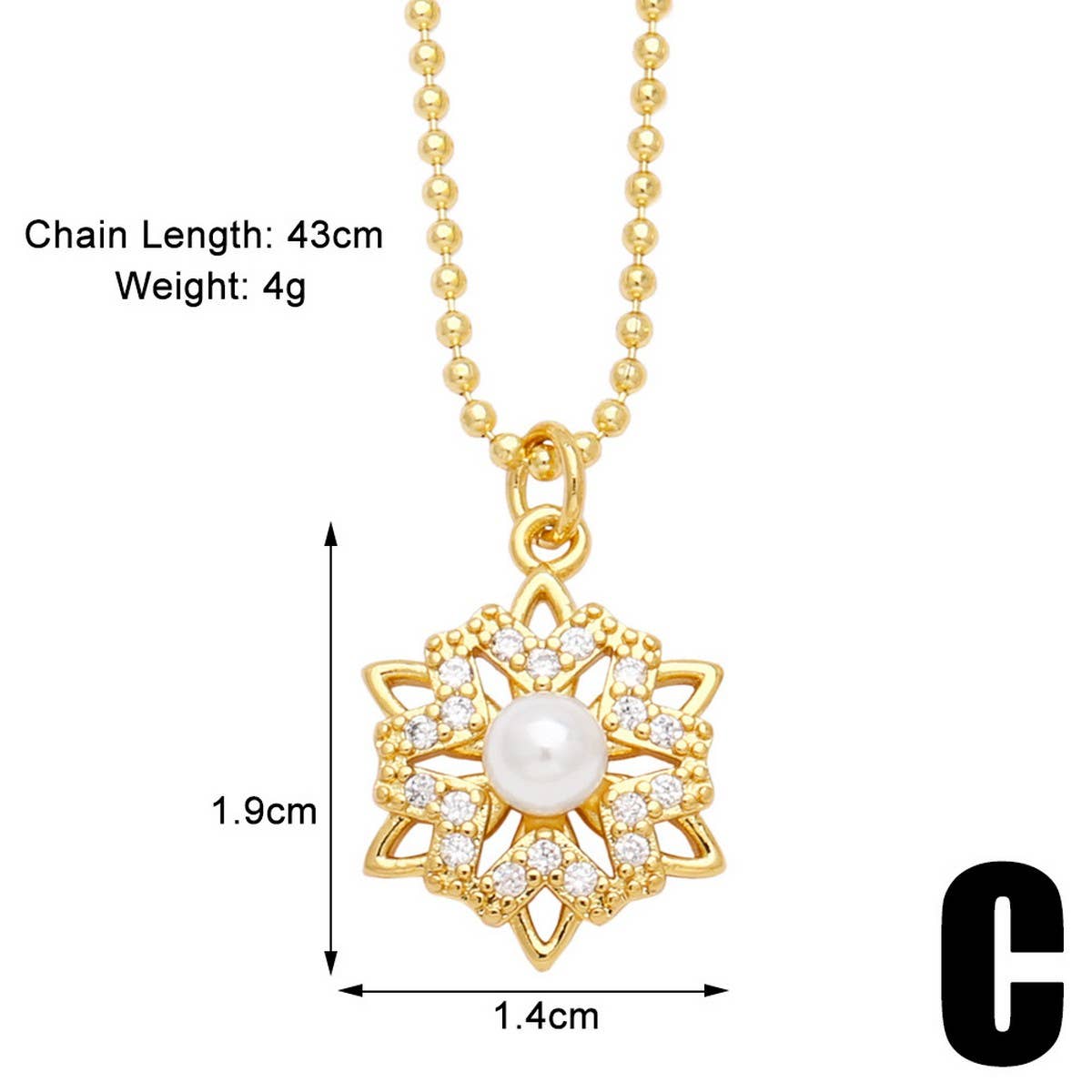 FLOWER PEARL INLAID ZIRCONIUM PENDANT NECKLACE_CWAJE0904