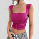Square Collar Solid Color Short Sexy Chest Wrap