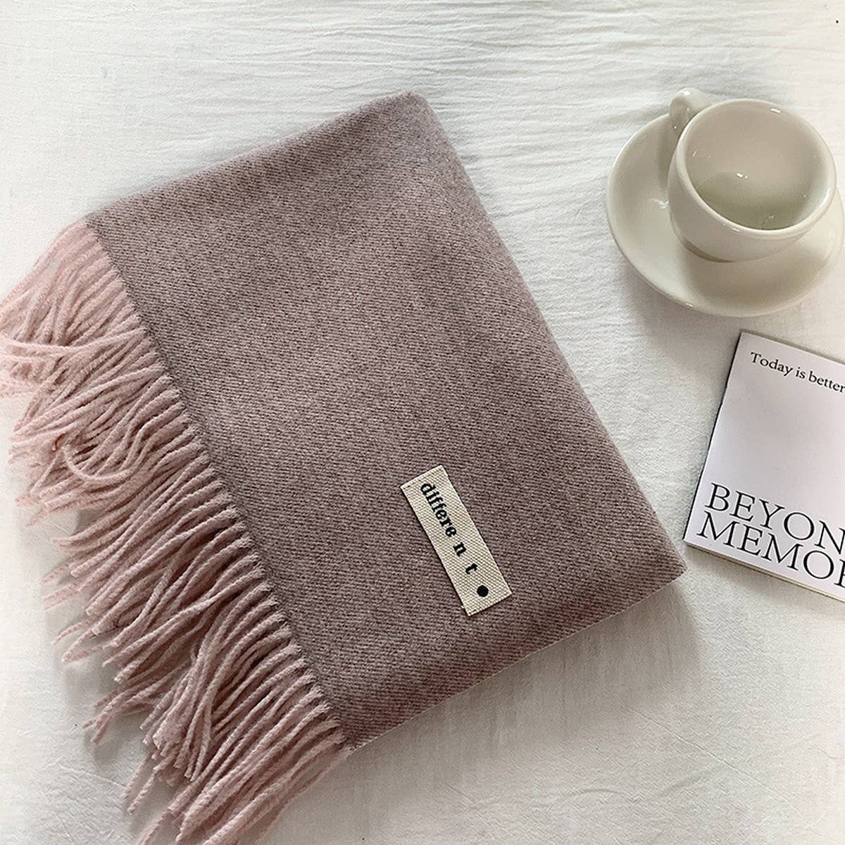 COLORBLOCK TASSEL SCARF THICK WRAP FOR STUDENTS_CWASC2281