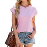 Solid Color Crew Neck Loose Short-Sleeved T-Shirt_Cwtbls1845
