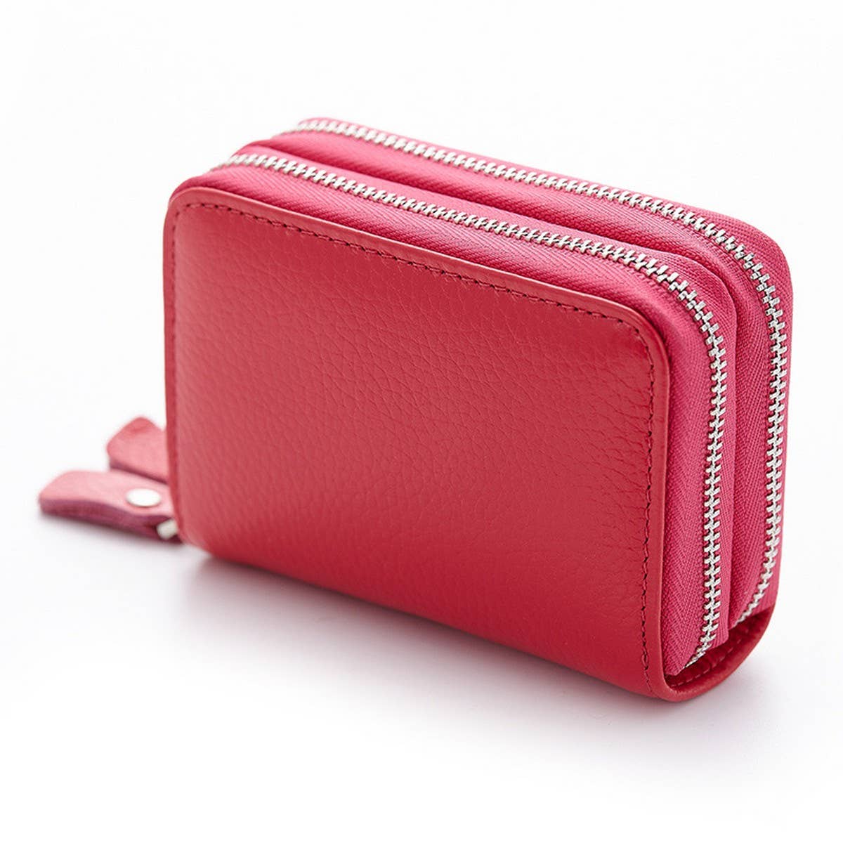 HEAD LAYER COWHIDE DUAL ZIP ZIPPER LEATHER CARD BAG_CWAB3872