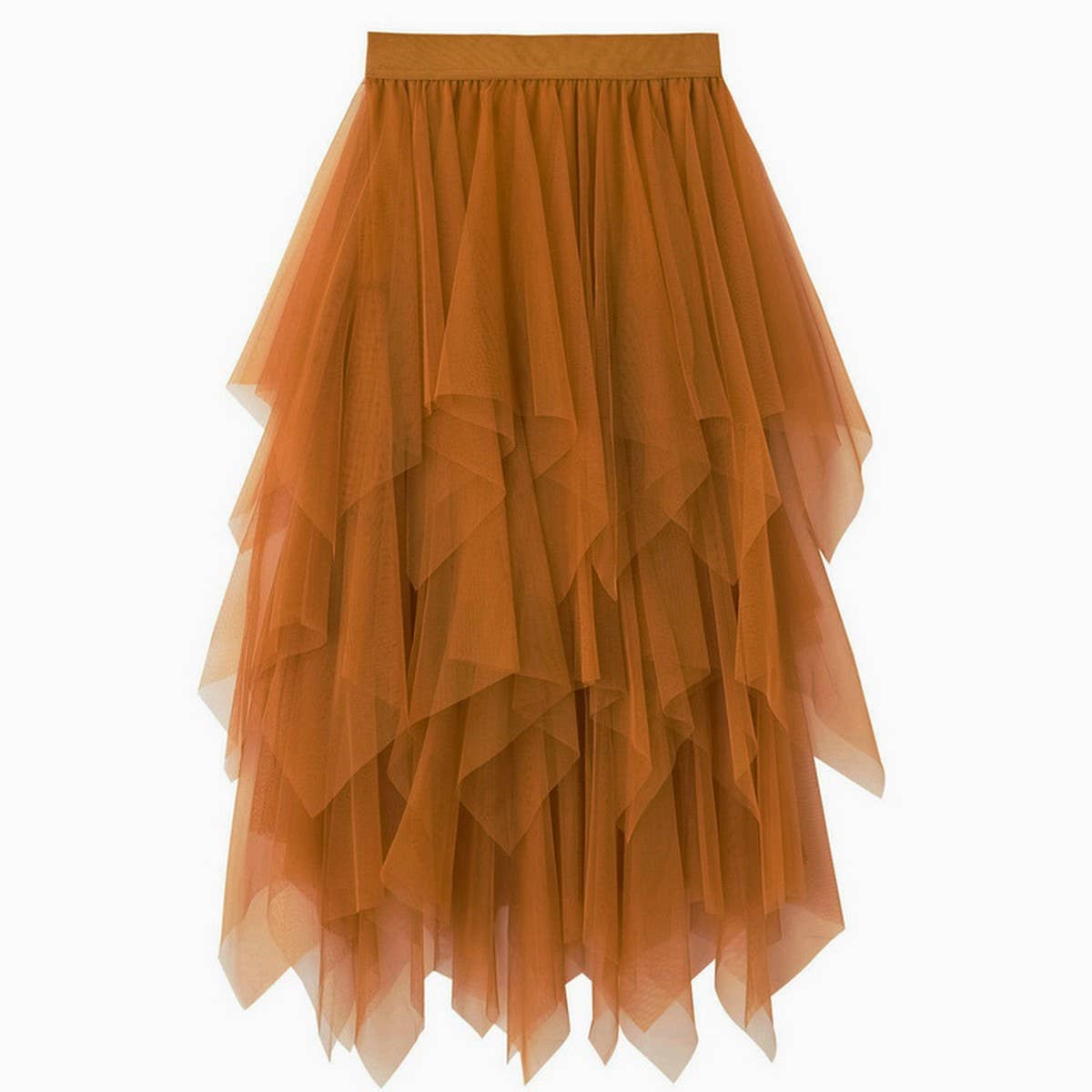ASYMMETRICAL TULLE HIGH WAIST MIDI SKIRT_CWBMS0398