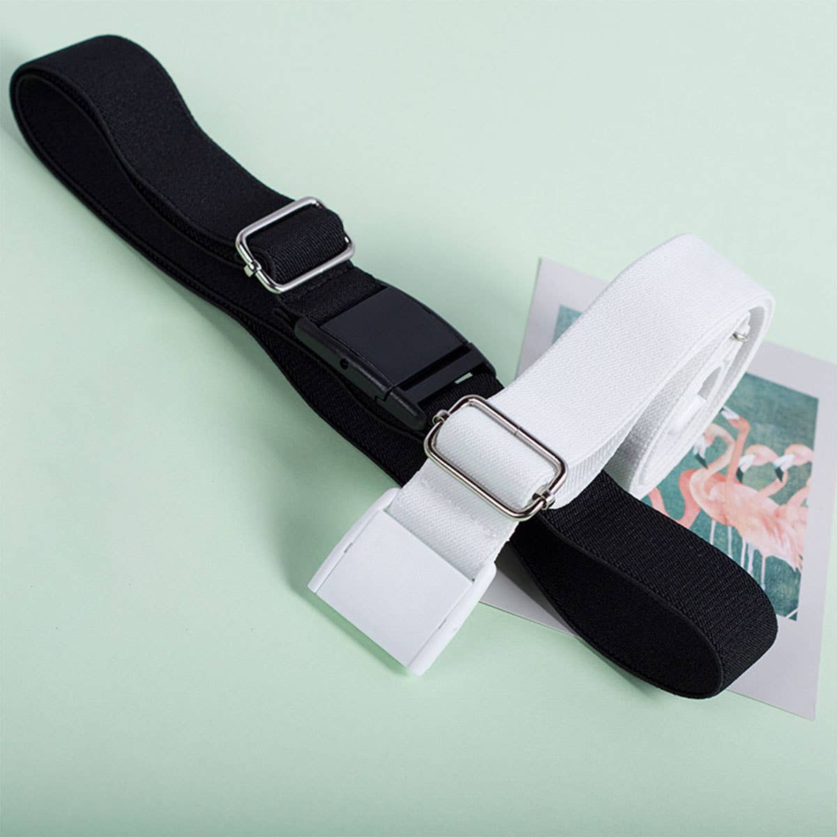 SOLID COLOR PLASTIC BUCKLE ELASTIC BELT_CWABE0681