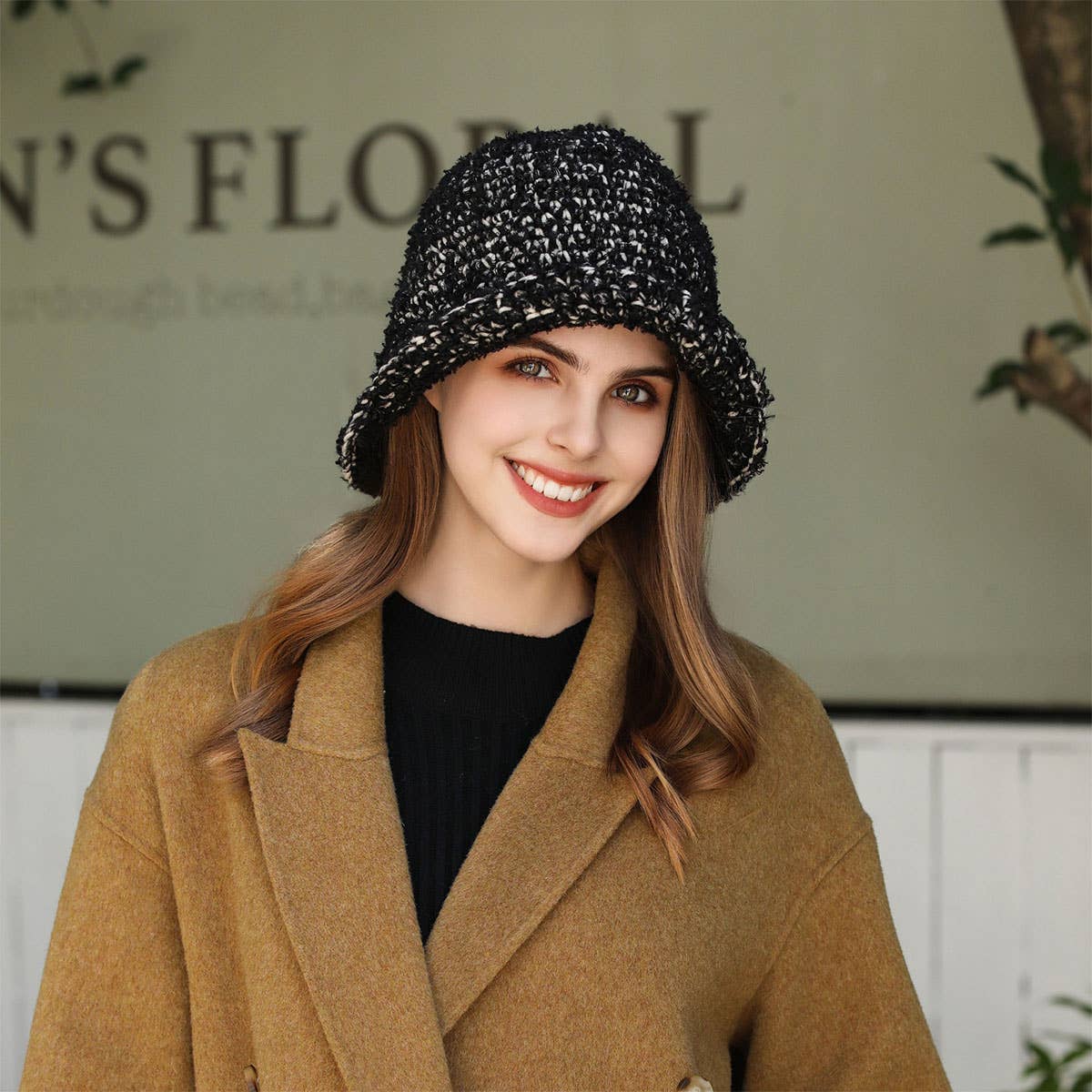 STRIPED BUCKET HAT WARM EAR PROTECTION KNITTED HAT_CWAH1978