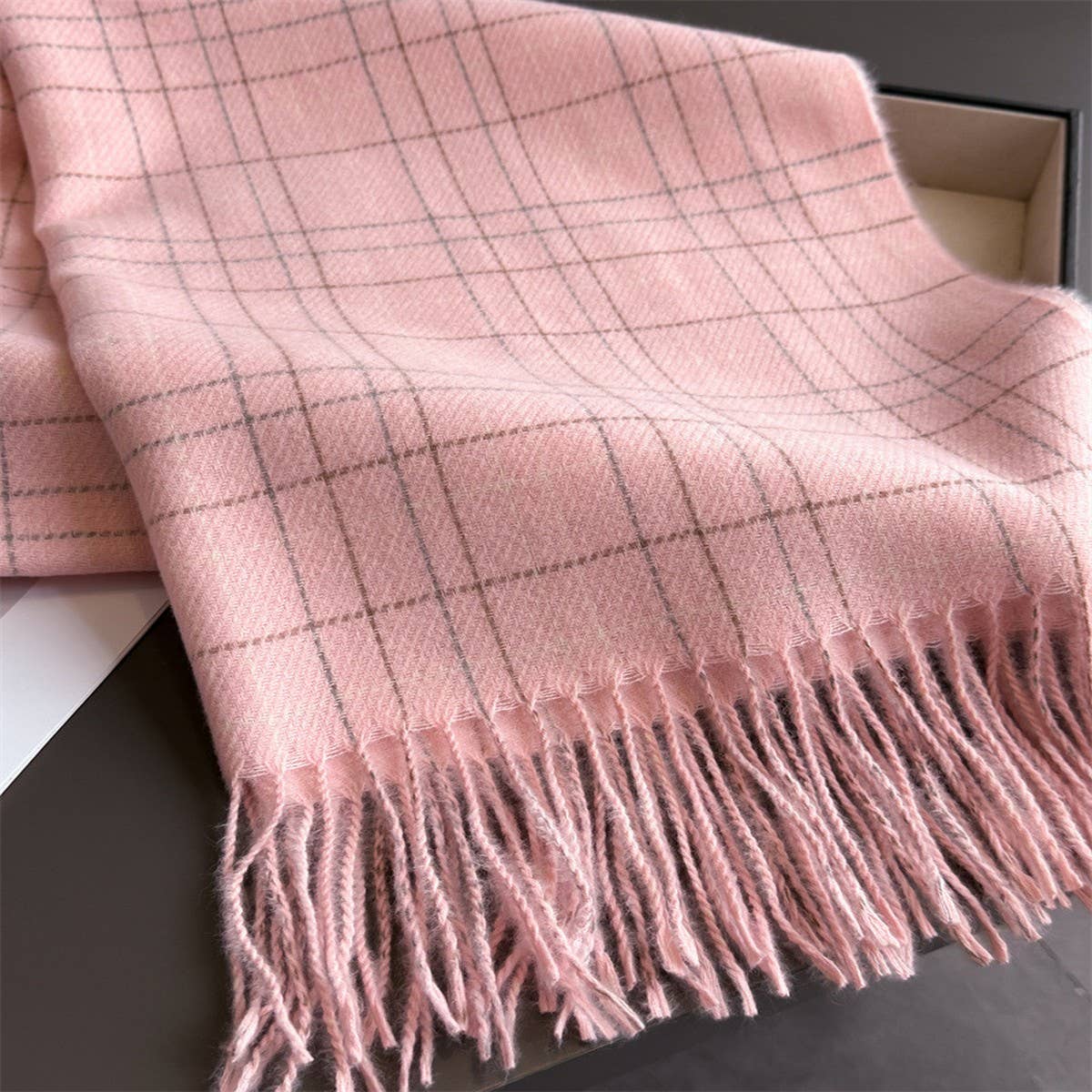 Chic Plaid Tassel Scarf Soft Cashmere Feel Wrap_ Cwasc03271