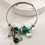 SILVER STAINLESS STEEL BRACELET WITH RABBIT HEART_CWMM8575