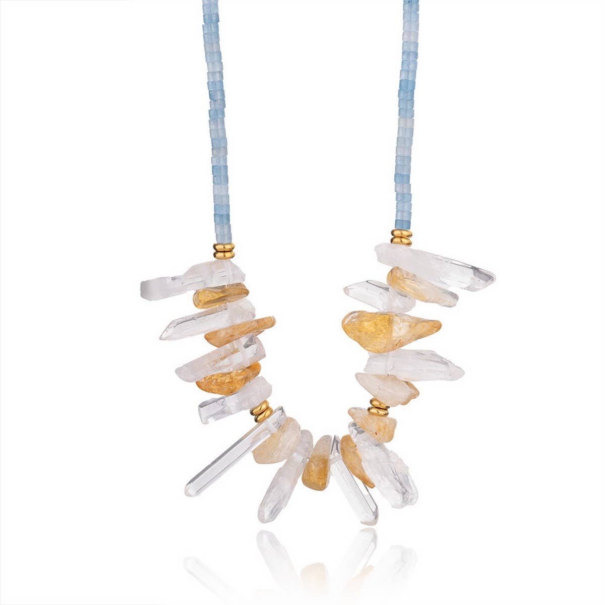 STAINLESS STEEL FISH PEARL NATURAL STONE NECKLACE_CWMM7543