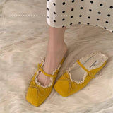 ELEGANT BALLET MULE FLATS WITH BOW LACE_CWSHF0141