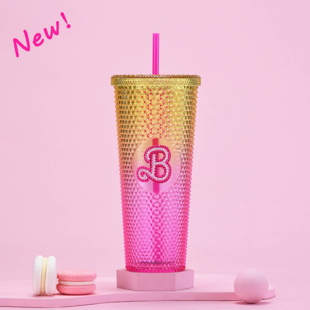 DOUBLE LAYER PORTABLE PLASTIC STRAW DIAMOND CUP_CWMM0978