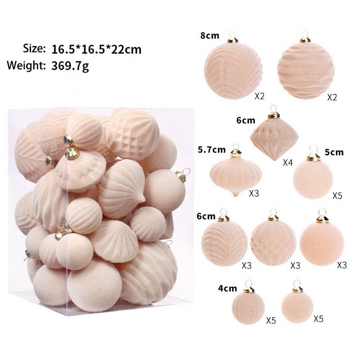 Deluxe Flocked Christmas Ball Ornament Set_Cwmm9917