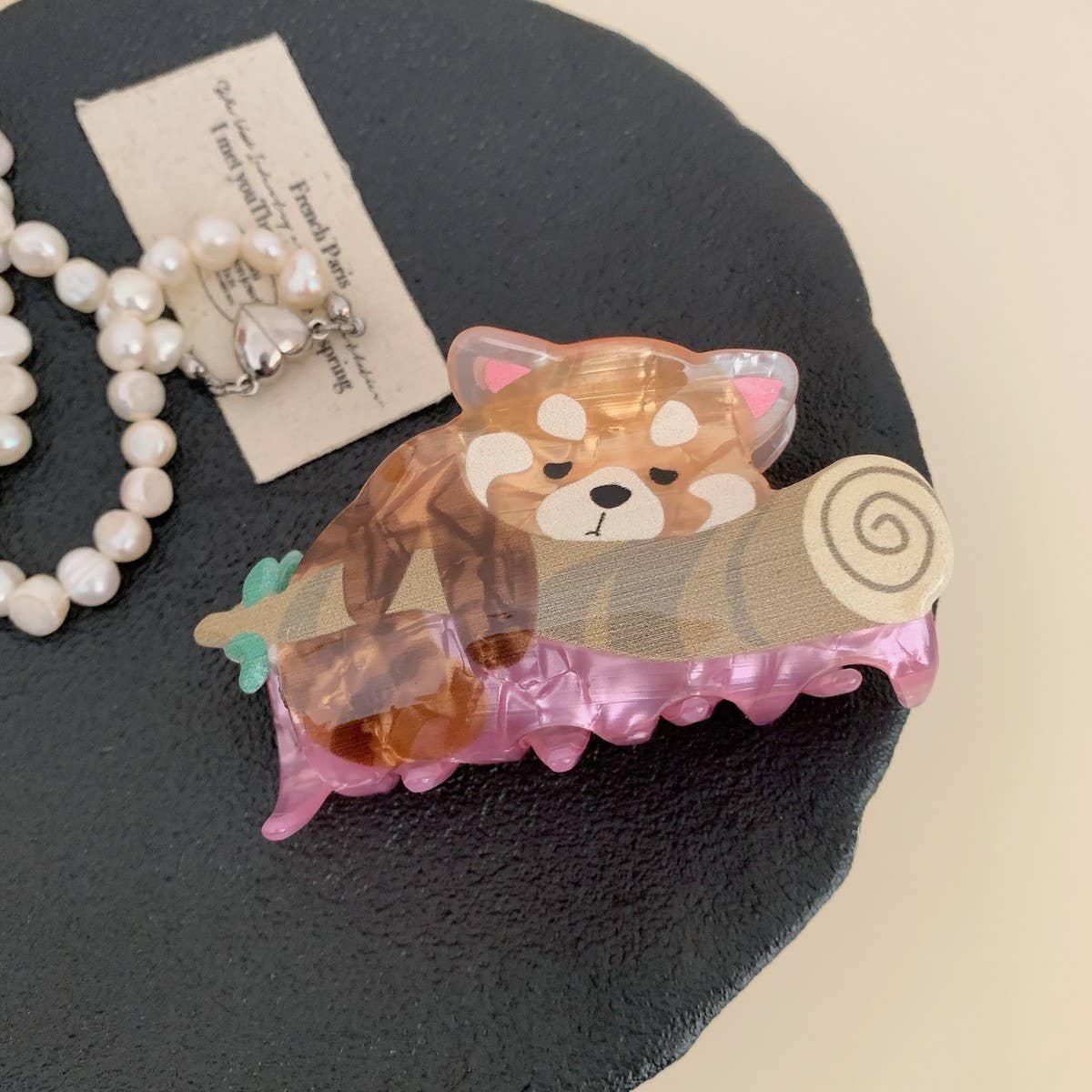 Cwaha07729_Cute Animal Koala Raccoon Acetate Hair Claw