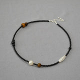 Vintage Stitching Asymmetrical Beaded Necklace