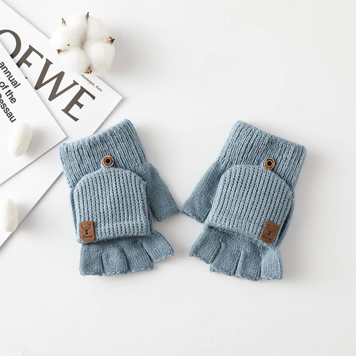Winter Warm Half Finger Flip Touch Screen Gloves_Cwmm1495