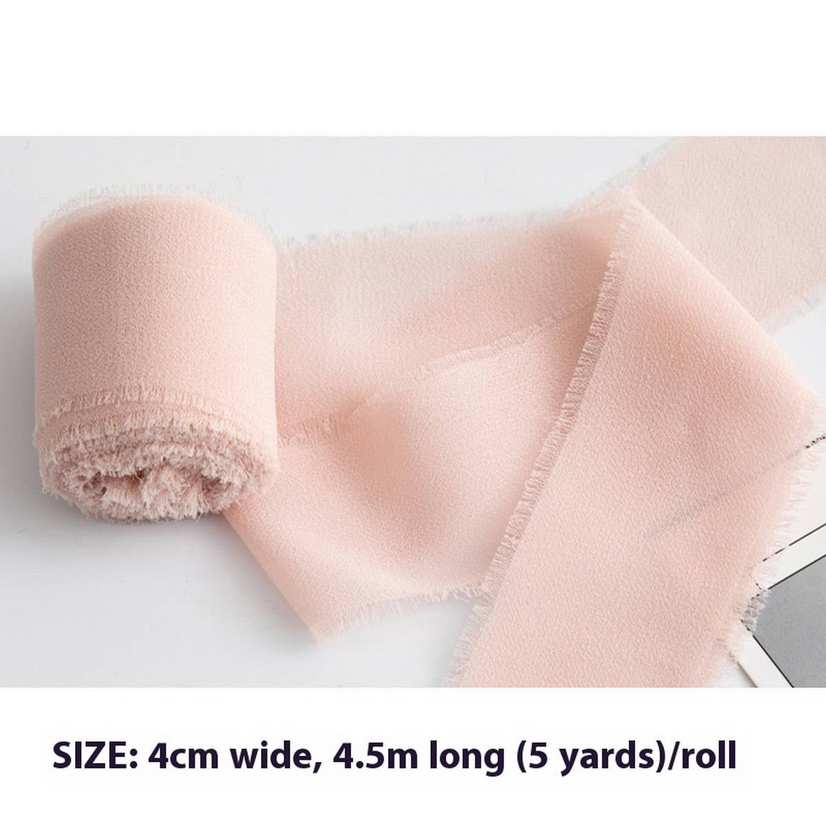 HAND TORN RAW EDGE CHIFFON RIBBON SNOW YARN_CWMM5787