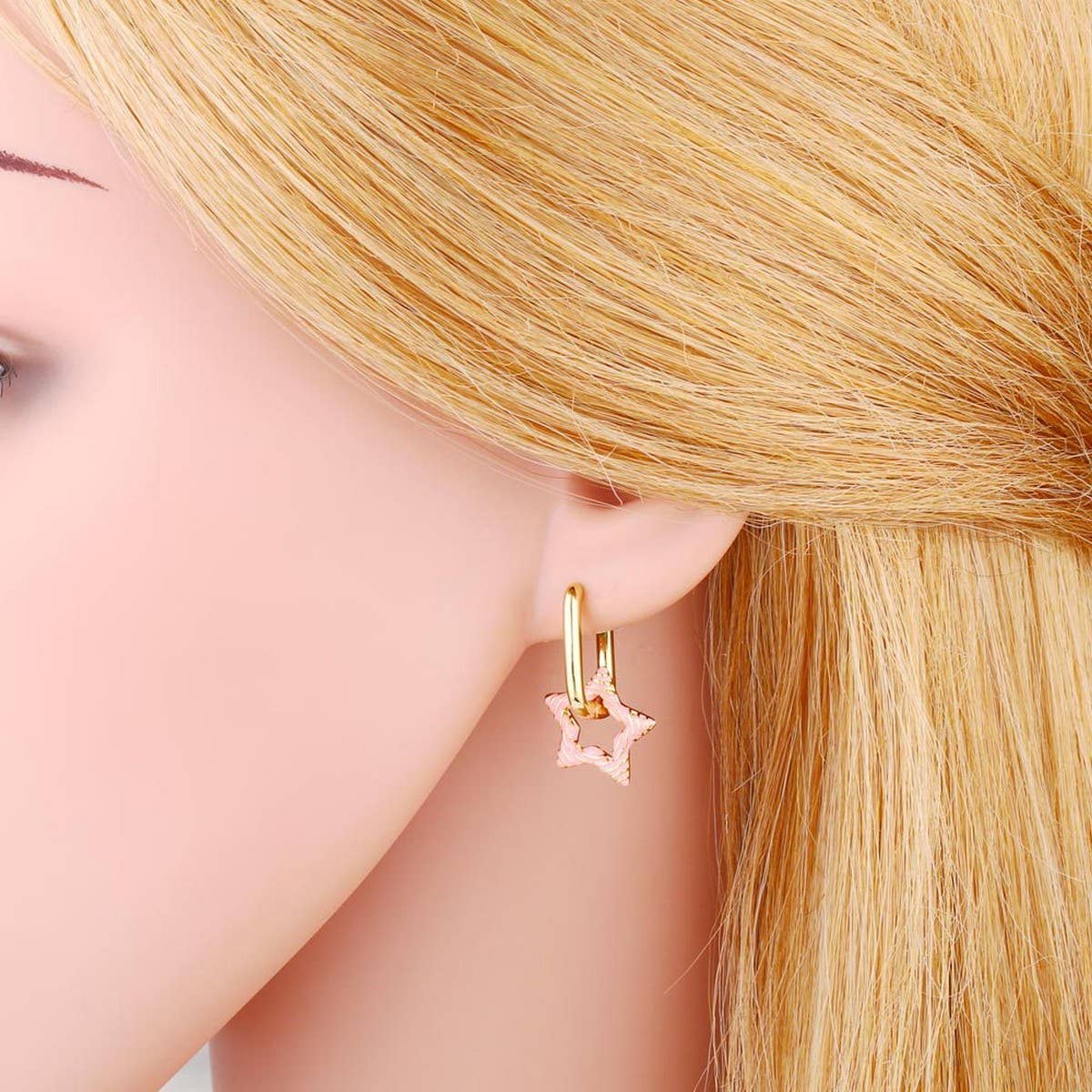 COLORFUL OIL DROP STAR SHAPED EARRINGS_CWAJE1011