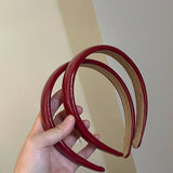 PATENT LEATHER BURGUNDY LEATHER HEADBAND_CWAHA3972