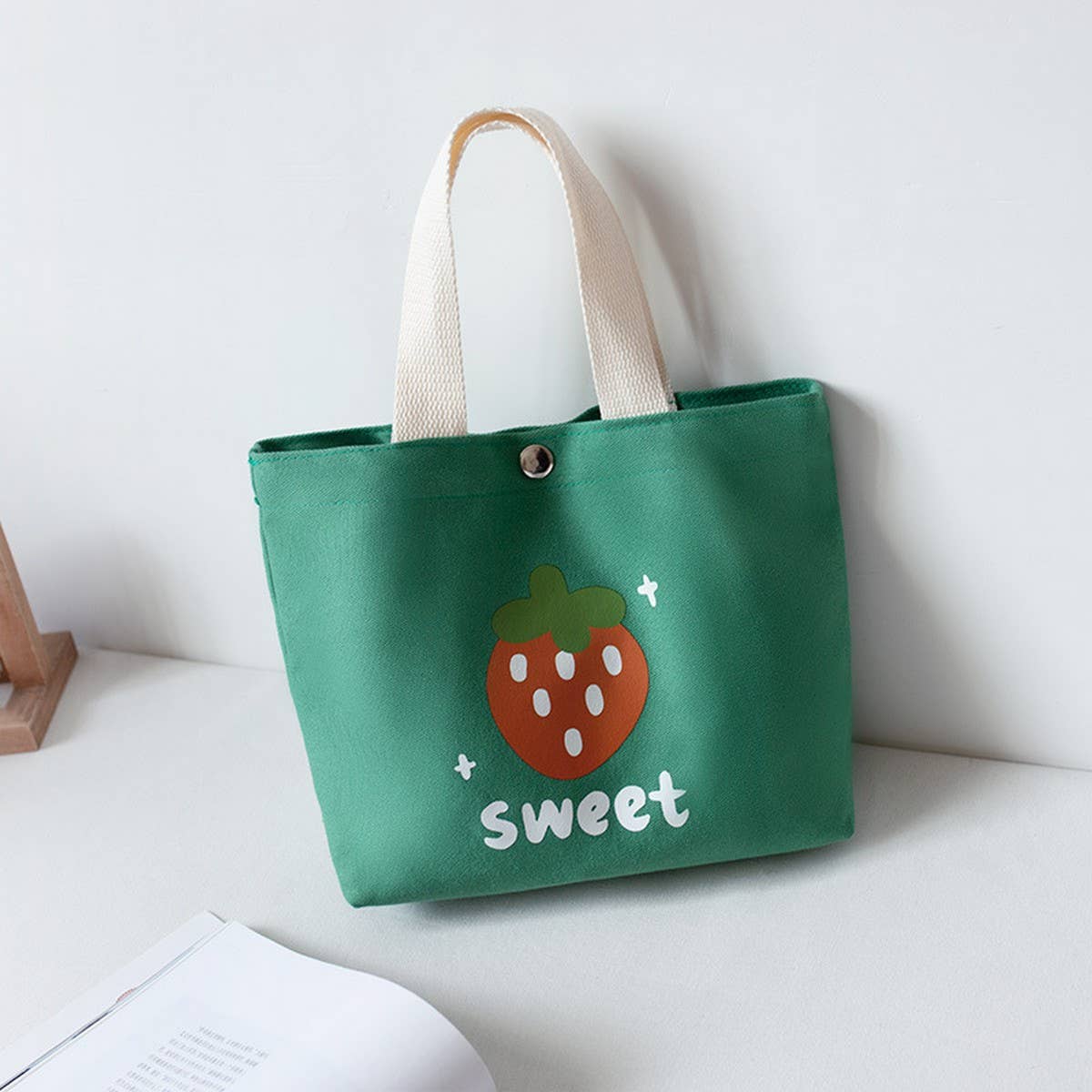 CUTE CANVAS LUNCH TOTE BAG FOR WOMEN SMALL_CWAB5665