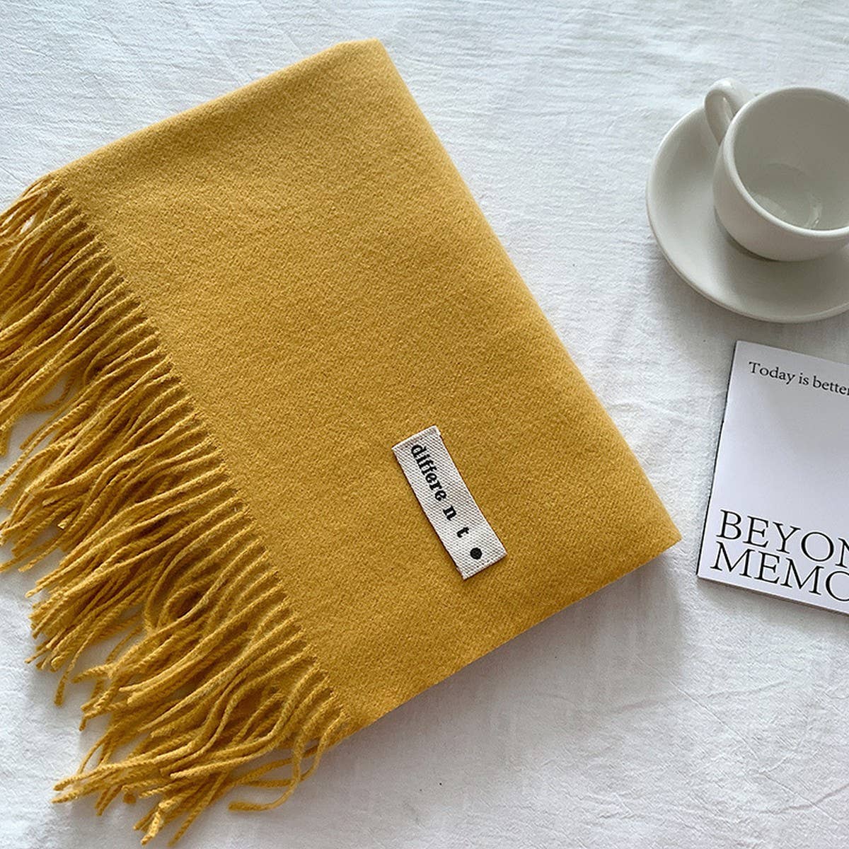 COLORBLOCK TASSEL SCARF THICK WRAP FOR STUDENTS_CWASC2281