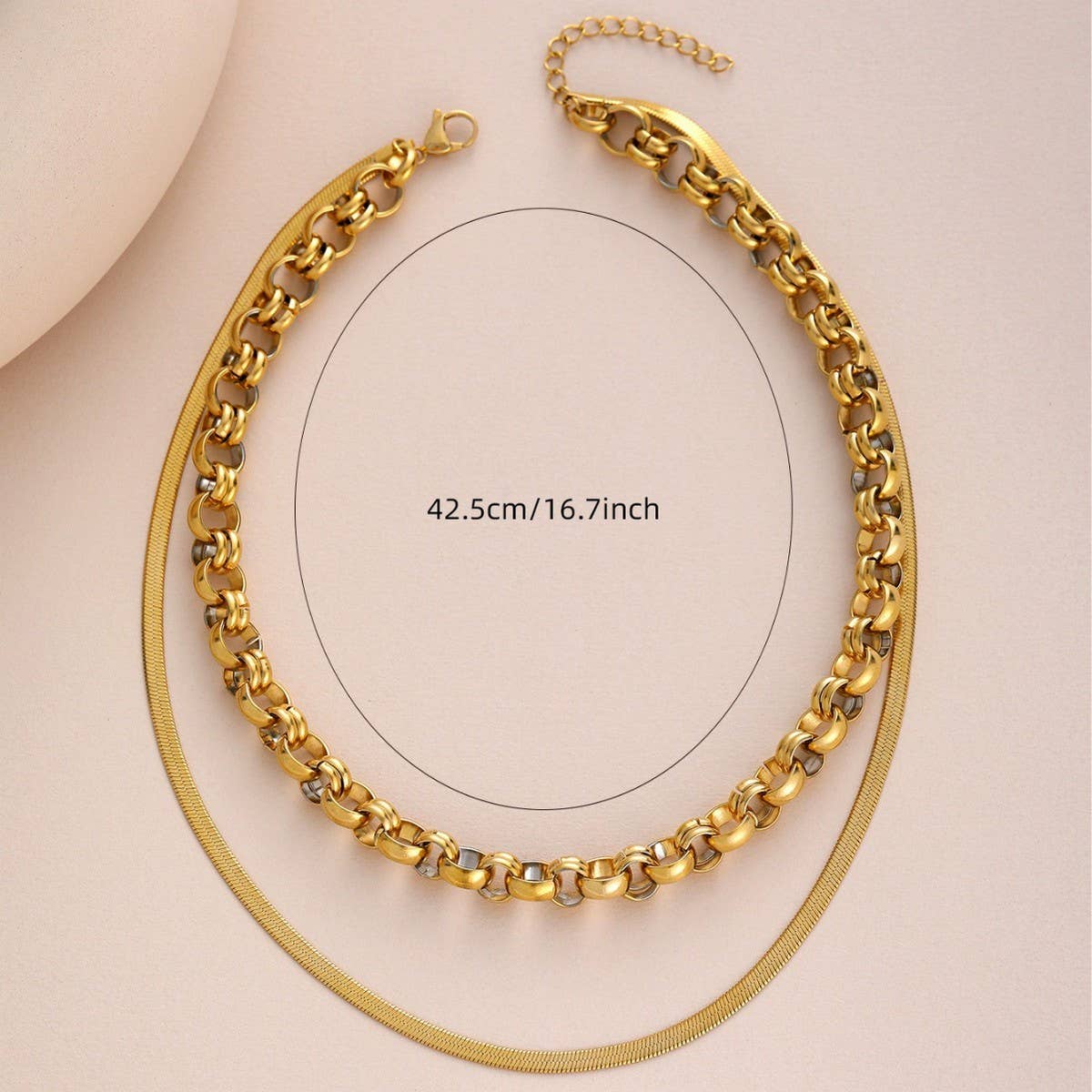 ROUND DOUBLE LAYER SOLID SIMPLE 18K NECKLACE_CWMM3684