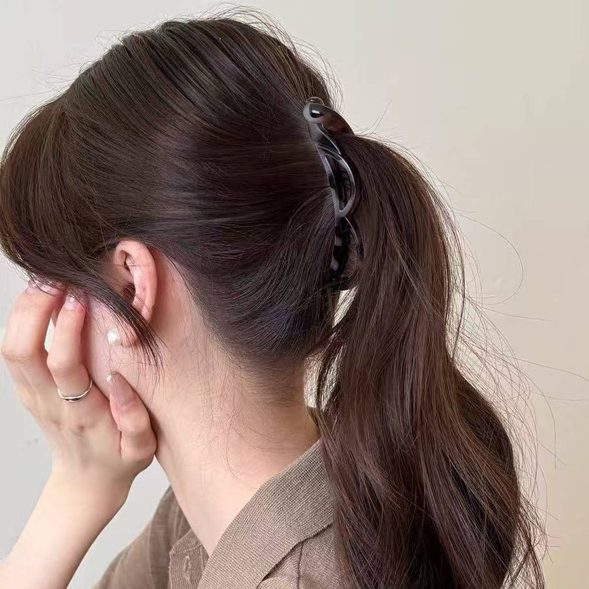 Bow Banana Hair Clip Elegant Ponytail Holder_Cwaha07559