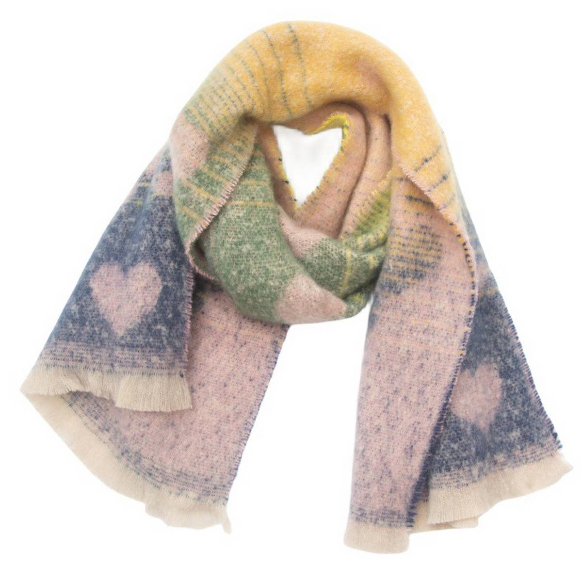 HEART PATTERN CIRCLE YARN SCARF WOMENS WRAP_CWASC0861