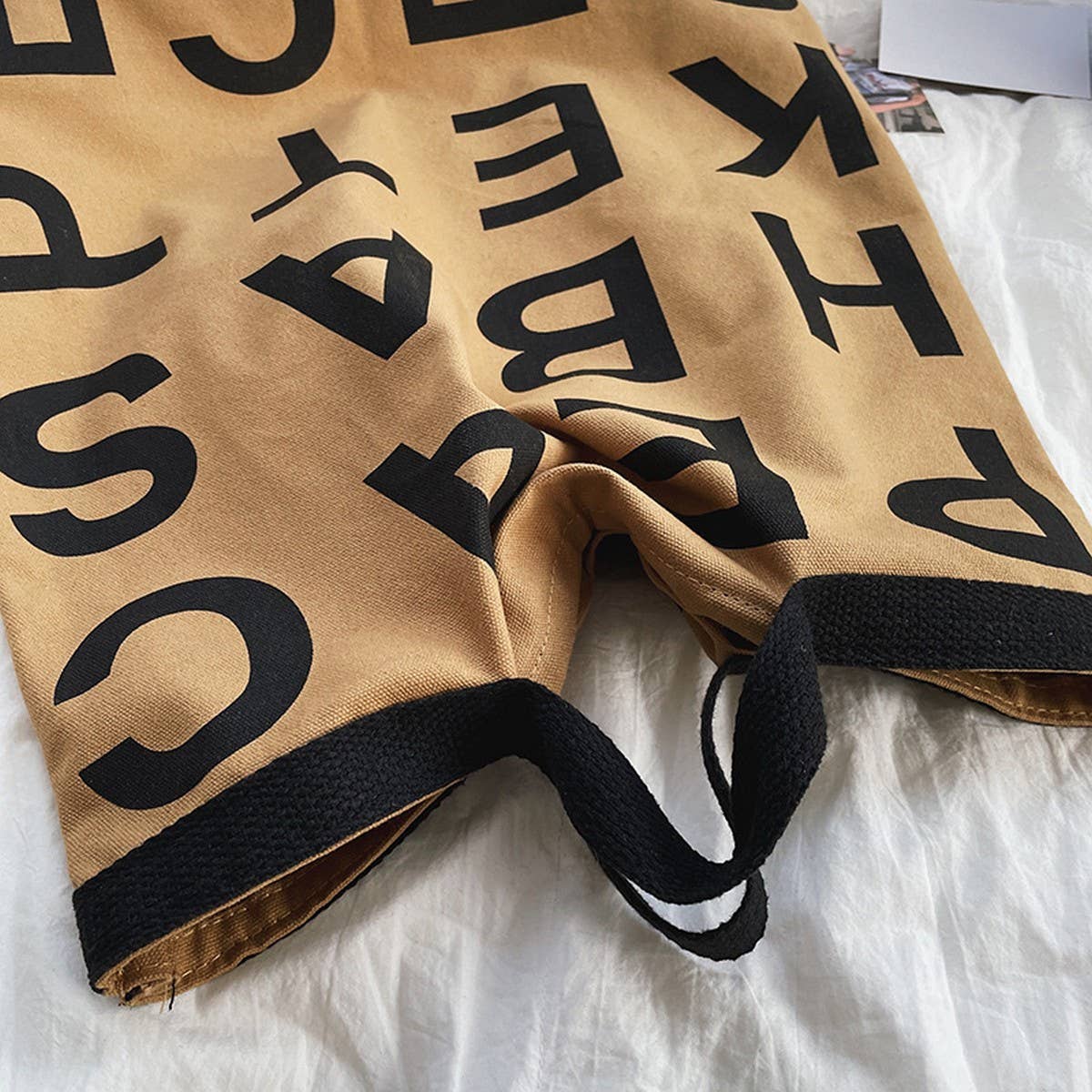LETTER EMBROIDERED LARGE CAPACITY CANVAS TOTE BAG_CWAB1682