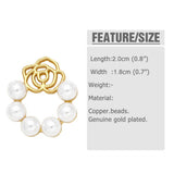 COPPER PLATED 18K GOLD FLOWER PEARL EARRINGS_CWAJE0998