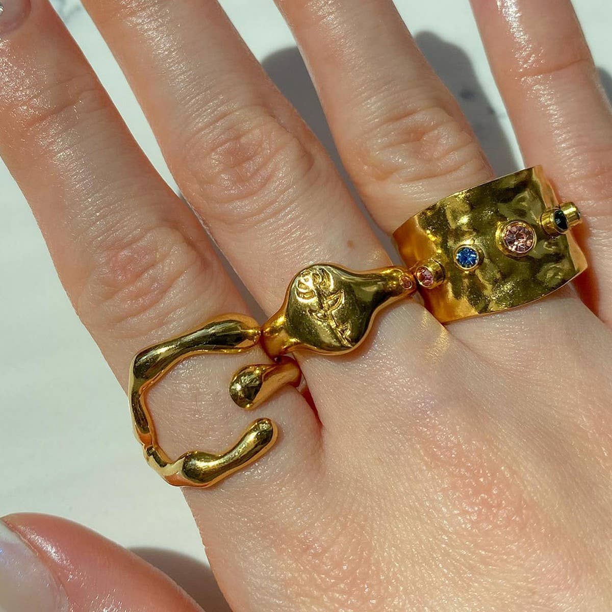 ADJUSTABLE OPEN RING GEOMETRIC DESIGN FOR WOMEN_CWAJE1224