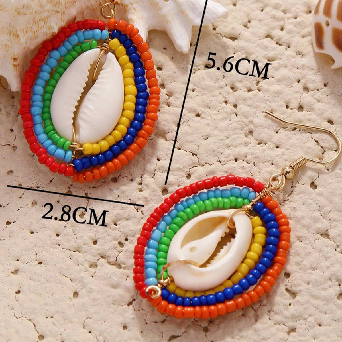 NEW SHELL BEADED PENDANT EARRINGS_CWAJE1555