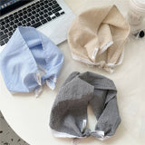 PLAID COTTON LINEN TRIANGLE SCARF SUN PROTECTION_CWASC0839