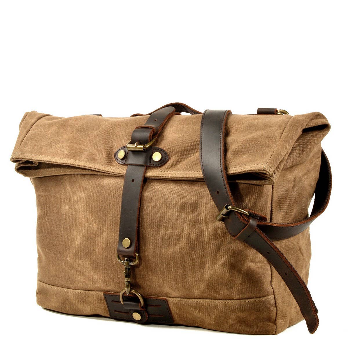 MENS OUTDOOR WAXED CANVAS SATCHEL BAG_CWAB5564
