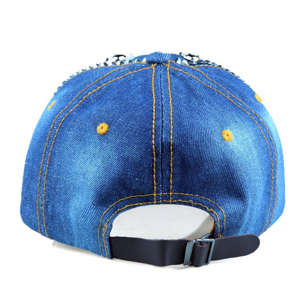 RHINESTONE SKULL DENIM BASEBALL CAP SUN HAT_CWAH1069