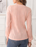 Solid color long sleeve T-shirt with wave pattern