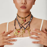 OCEAN ROPE NECKLACE WITH STARFISH FISH CHARMS_CWMM8813