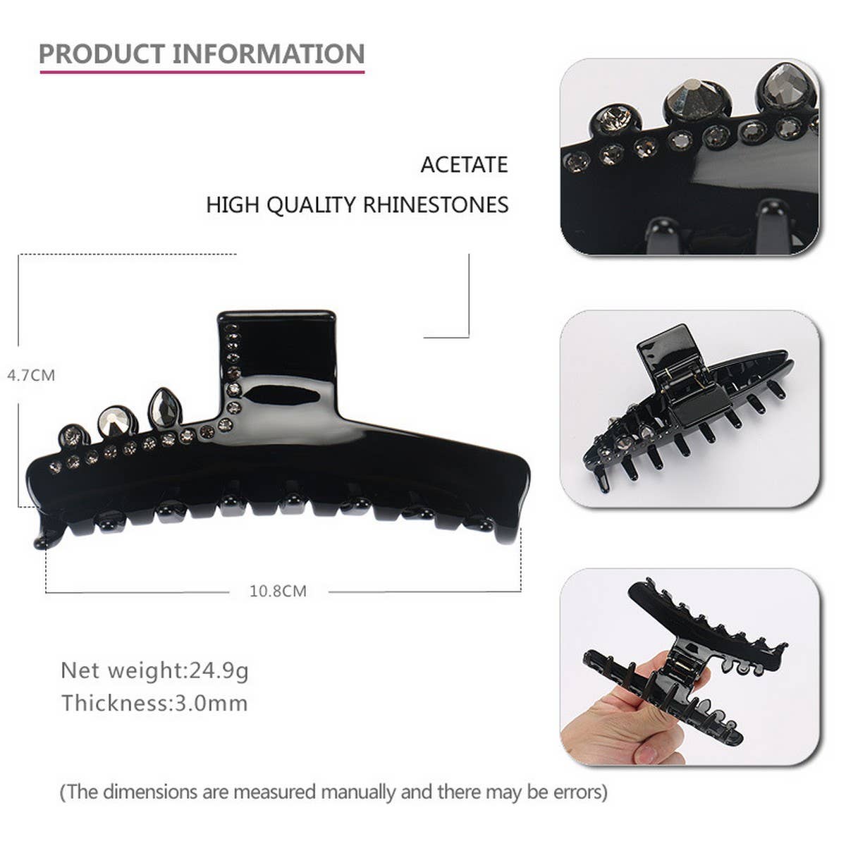 CRYSTAL CLIP ACETATE EXQUISITE HAIRPIN SHARK CLIP_CWAHA4270