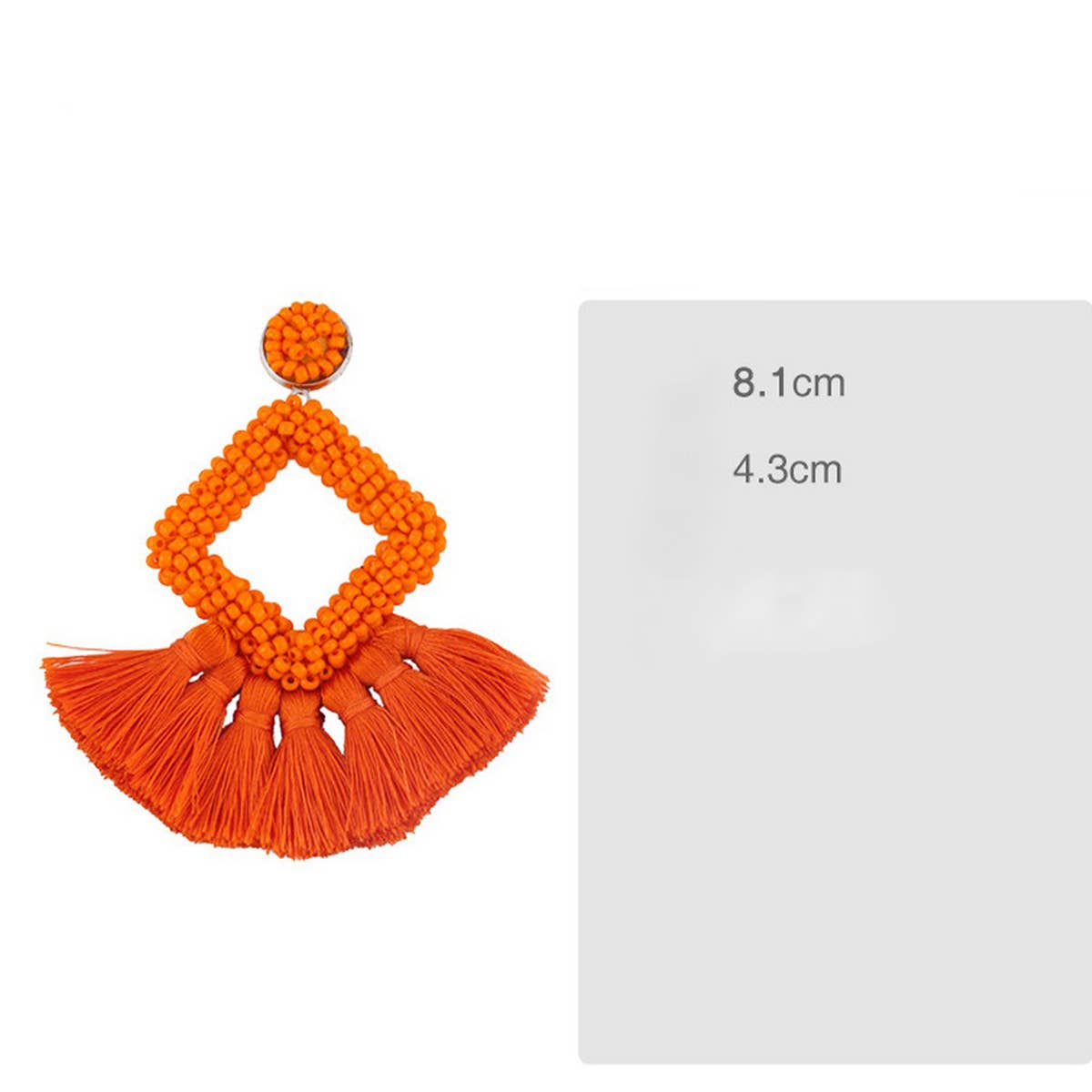 GEOMETRIC DIAMOND SHAPED RICE BEAD TASSEL EARRINGS_CWAJE1043