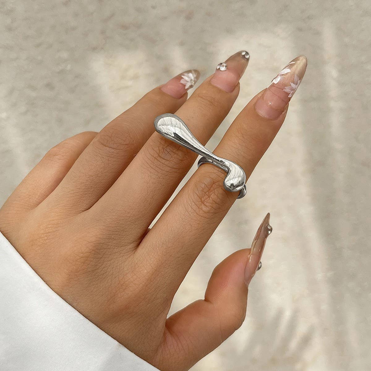 FASHIONABLE METAL IRREGULAR WATER DROP OPEN RING_CWMM3232