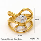 DESIGNER STEEL RING WITH ZIRCON IRREGULAR SHAPE_CWMM8935