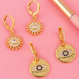 SUNFLOWER PENDANT WITH ZIRCON EARRINGS_CWAJE1016
