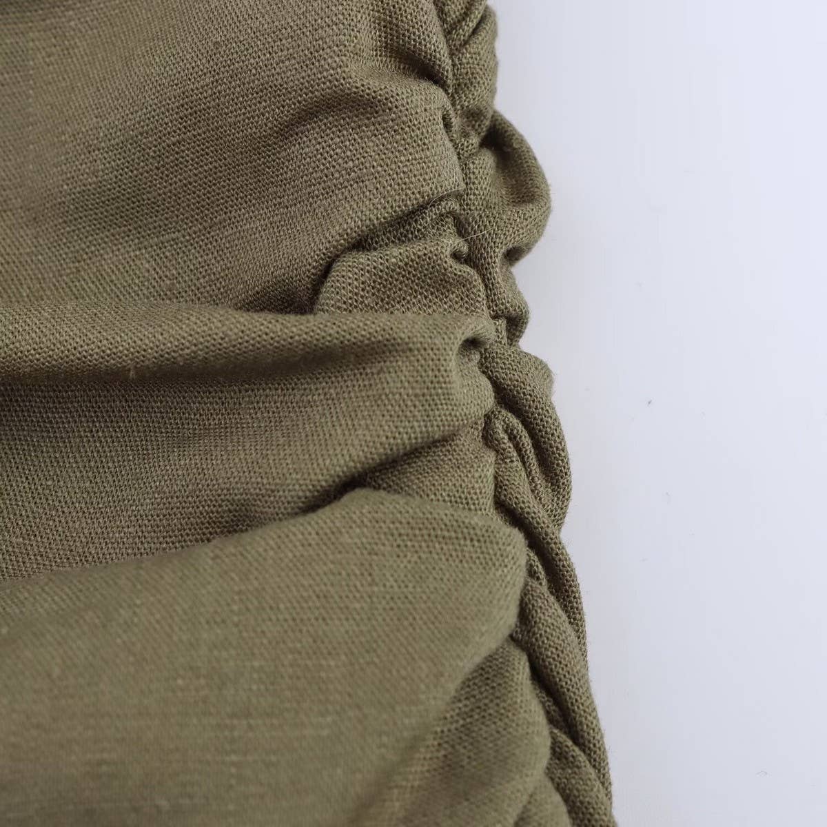 LINEN COLLARED SHORT SLEEVE MIDI DRESS FOR WOMEN_CWDMD5785