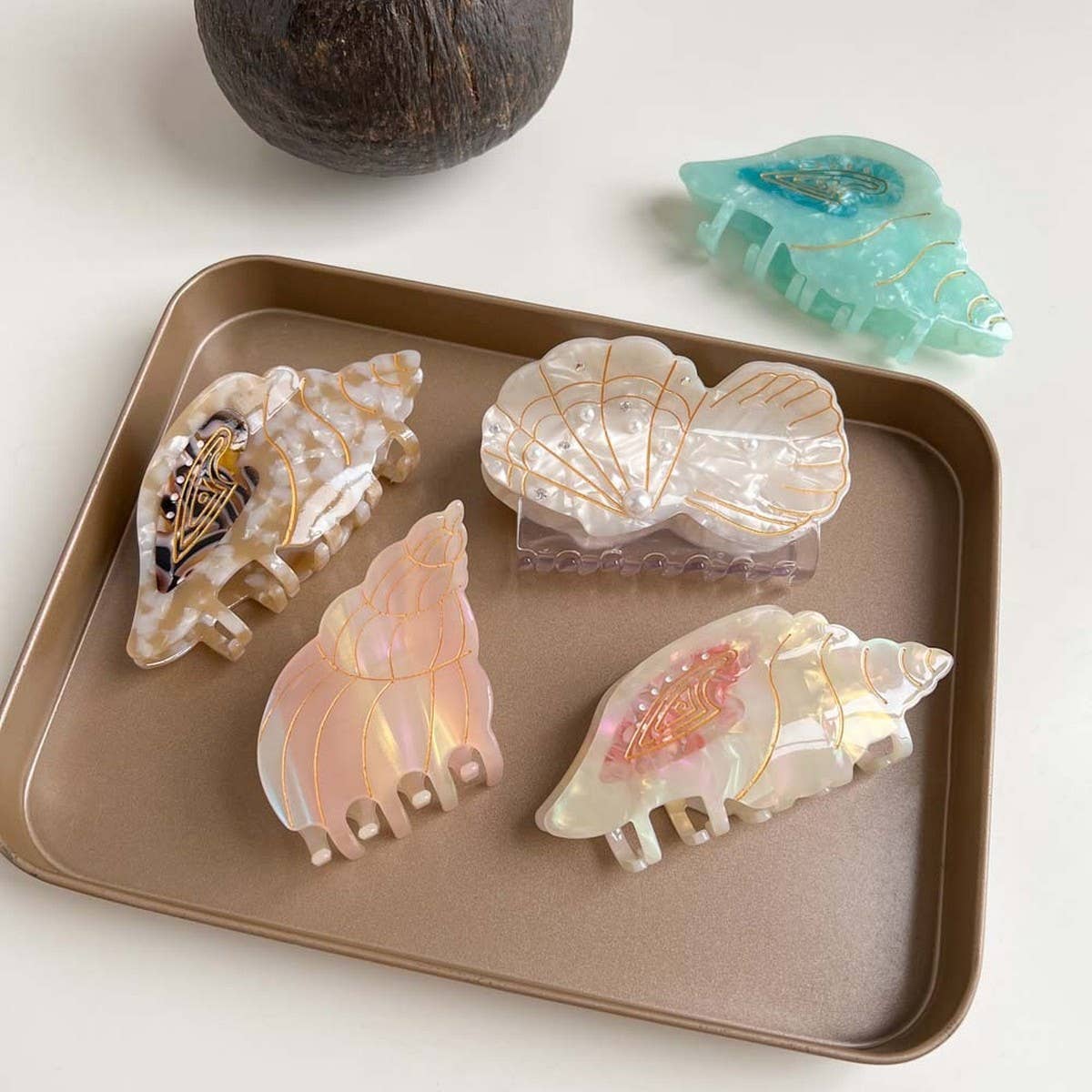 Sea Shell & Lobster Hair Claw, Ocean Animal Clip_Cwaha07131
