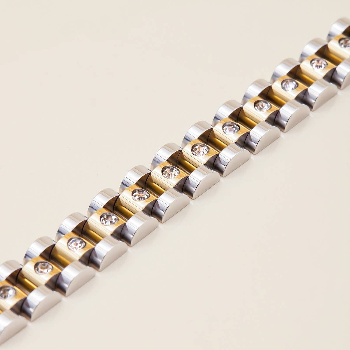 18K GOLD ROUND WHITE ZIRCON DELICATE BRACELET_CWAJE4796