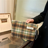 NEW RETRO PLAID LARGE CAPACITY COSMETIC BAG_CWAB4422