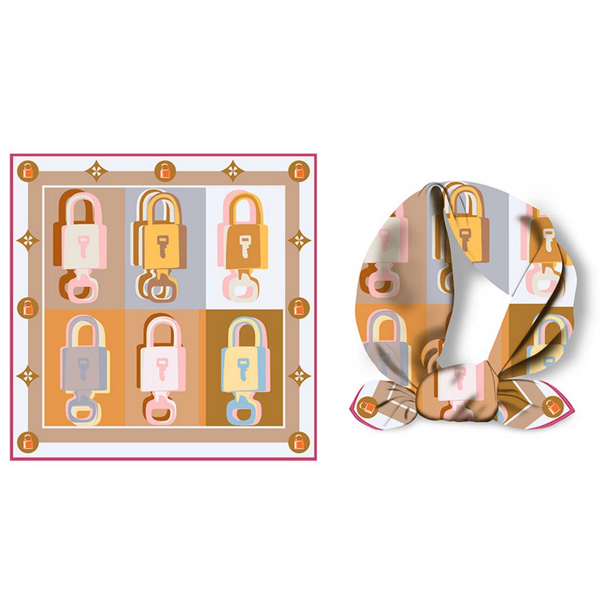 New Color Block Printed Square Scarf_Cwasc0664