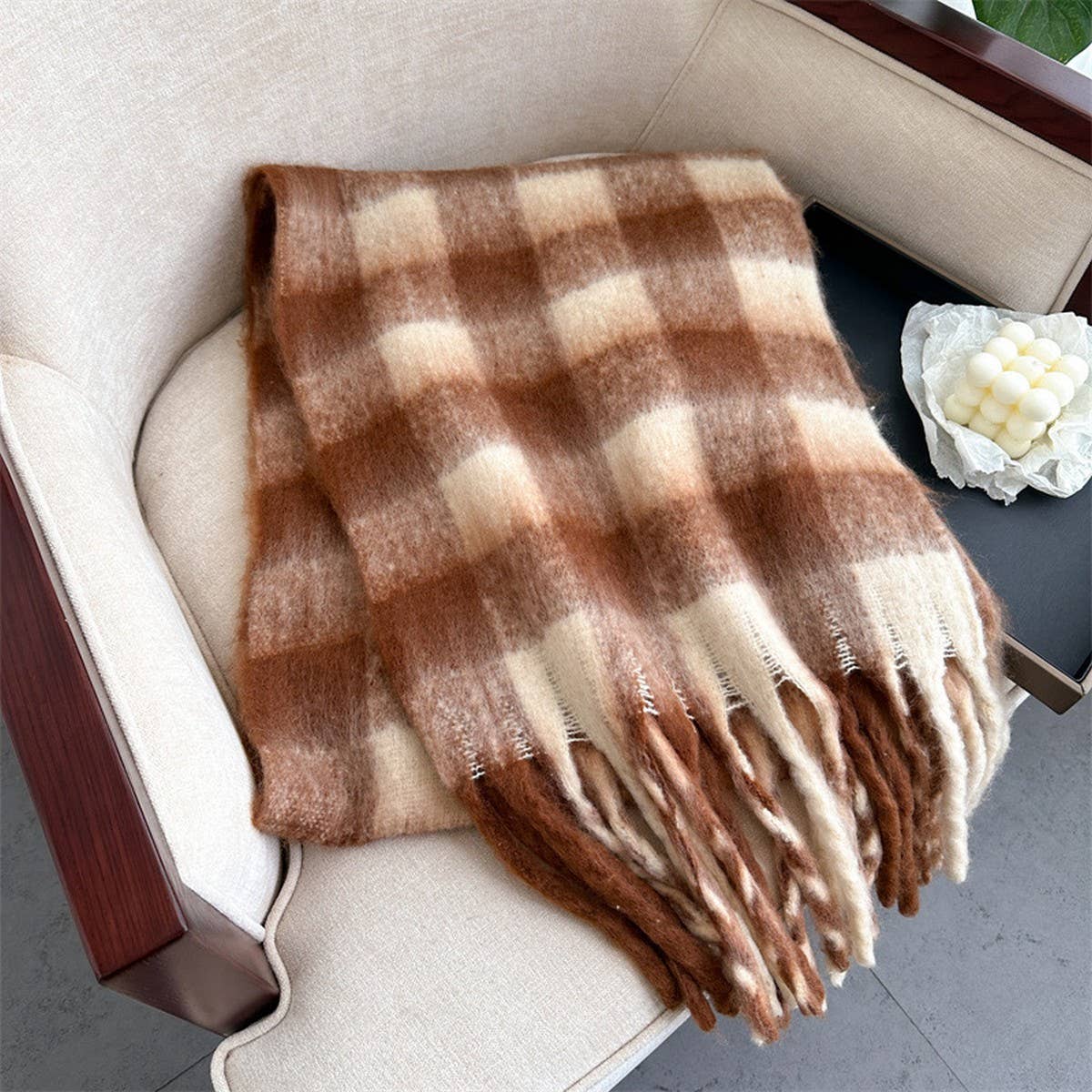 PLAID WINTER SCARF SHAWL THICK SOFT UNISEX WRAP_CWASC0964