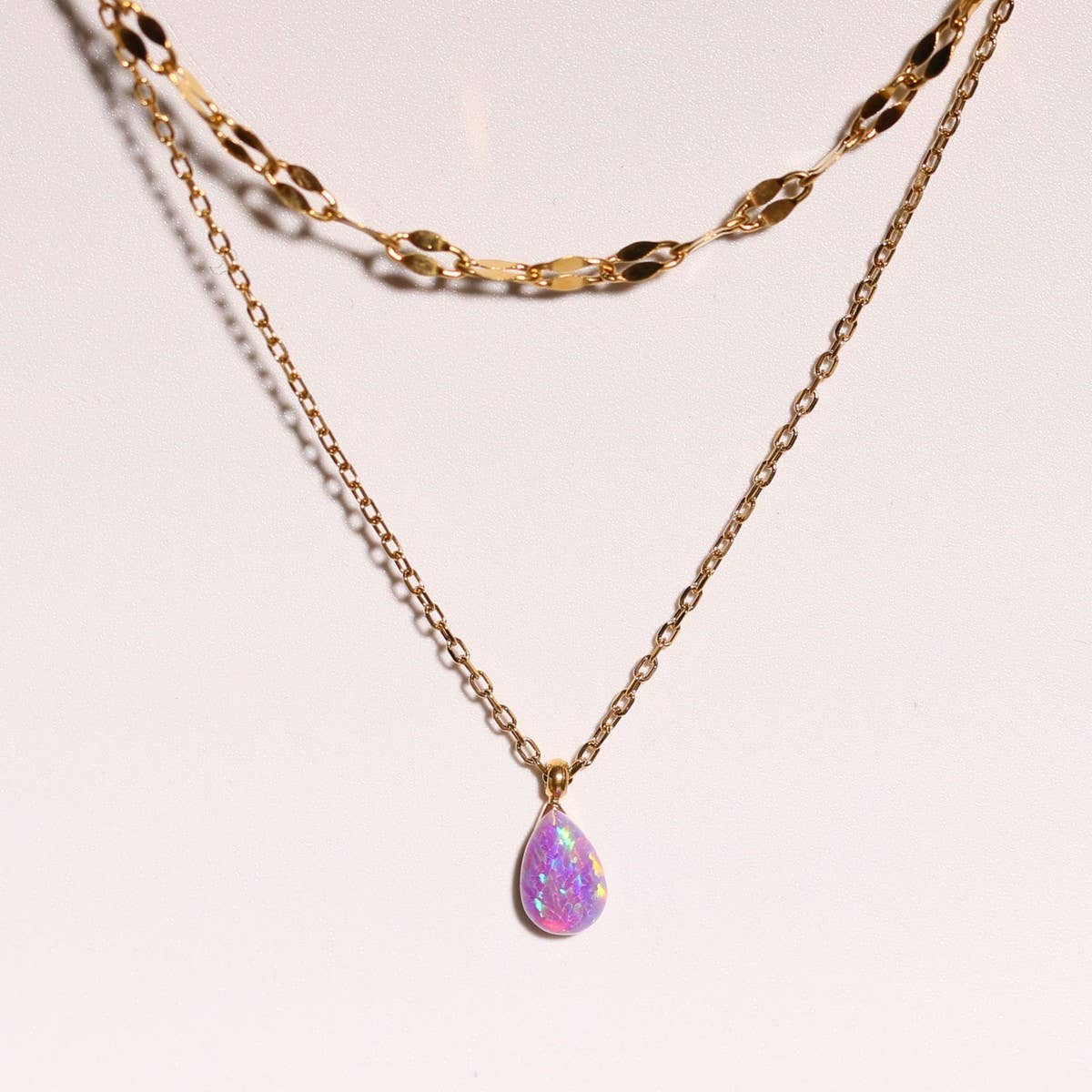 BLUE TEARS SMALL OPAL DOUBLE LAYER NECKLACE_CWMM5552