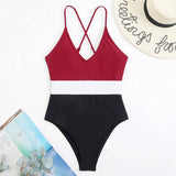 SEXY COLOR BLOCK QUICK DRYING ONE PIECE SWIMSUIT_CWMW0623