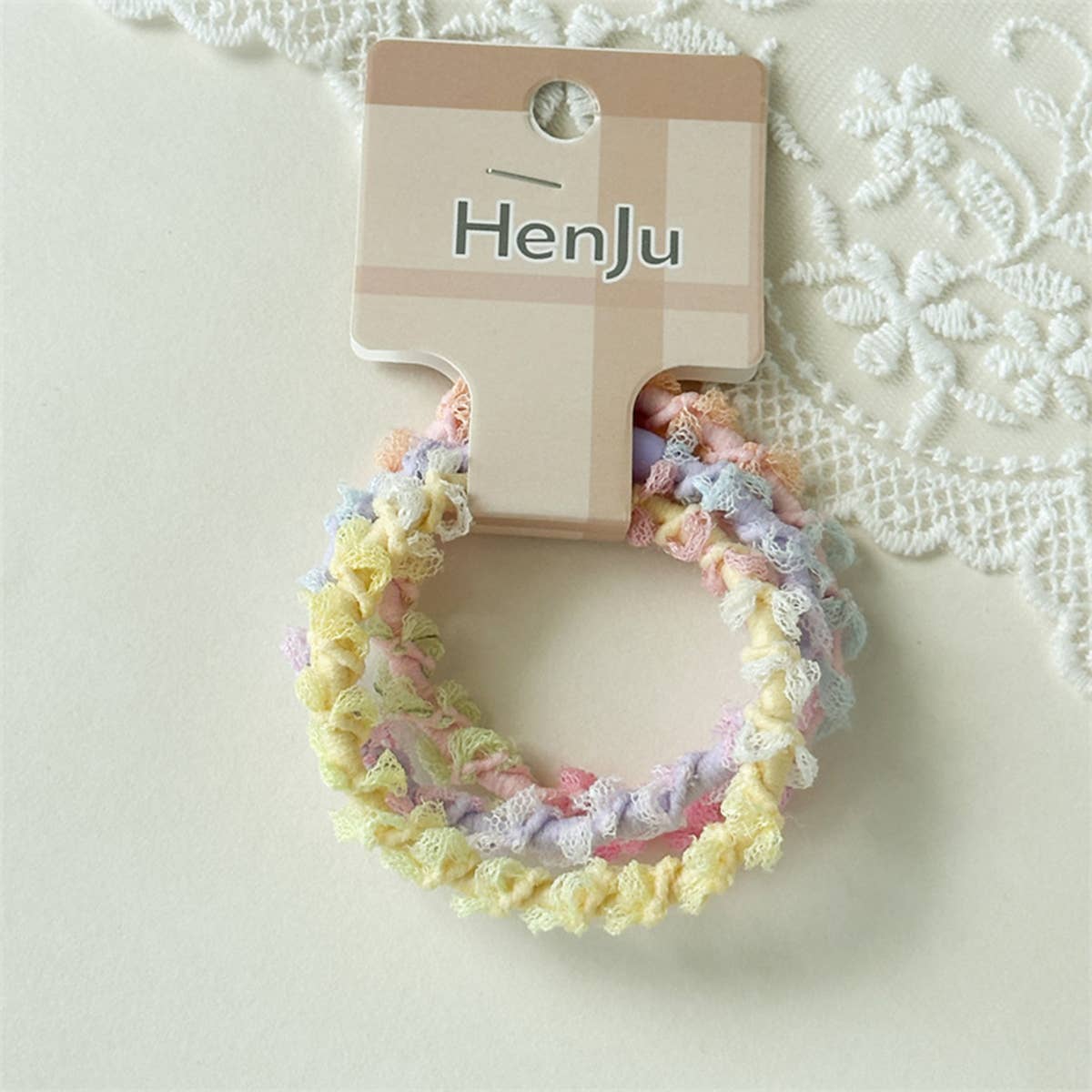 3-Pack Colorful Elastic Hair Ties Lace Edge_Cwaha07519