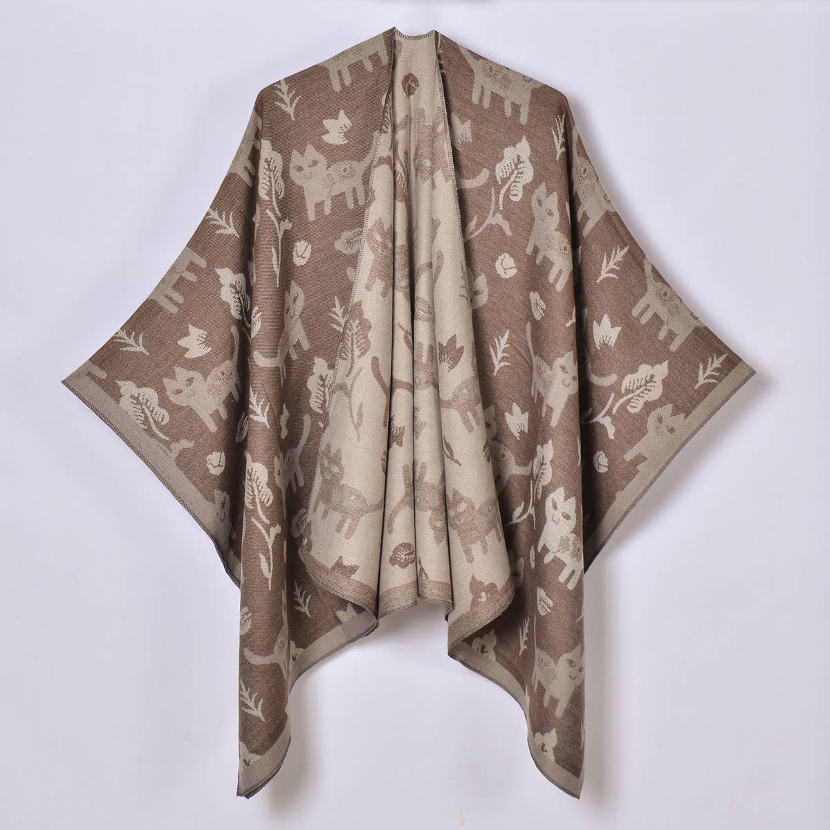 DOUBLE SIDED JACQUARD CARDIGAN SHAWL_CWASC0952